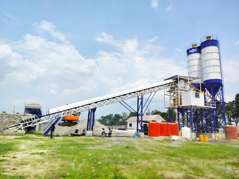 stationary concrete mixing plant